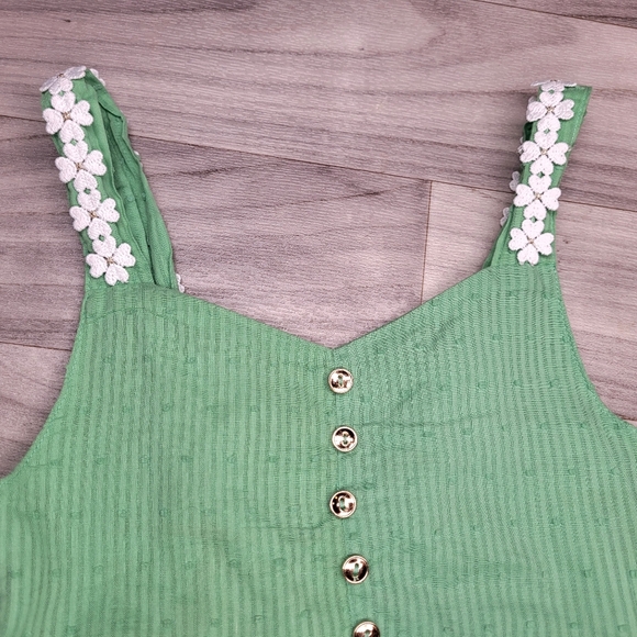 Cynthia Rowley Girls Dress Size 6 Green Lined Applique Flowers - Picture 10 of 10